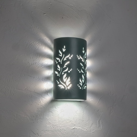 Luxury Lighting Asavva 13 in Tall Vine Ceramic Outdoor Wall Light, Sage Paint Finish, 2PK (2) 411-80-Sage-ud-7-17