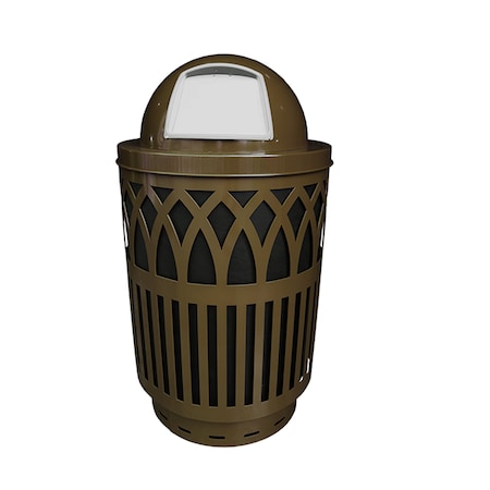 Witt Industries Brown Outdoor Receptacle with Laser Cut Design with Dometop COV40P-DT-BN