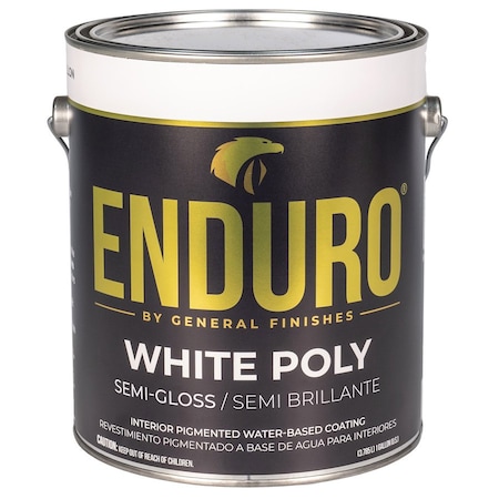 General Finishes 1 Gal General Finishes GWSG White Enduro White Poly Water-Based Topcoat Pigmented, Semi-Gloss 5GWS
