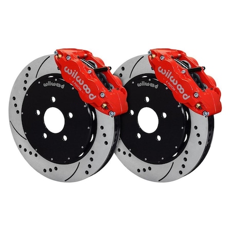 Wilwood Narrow Superlite 6R Front 14 in. Drill Hat Kit for 1994-2004 Mustang - Red 140-9117-DR