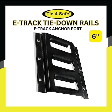 Tie 4 Safe 6'' Black Galvanized Horizontal E-Track Tie-down Rail VR16-06B-1
