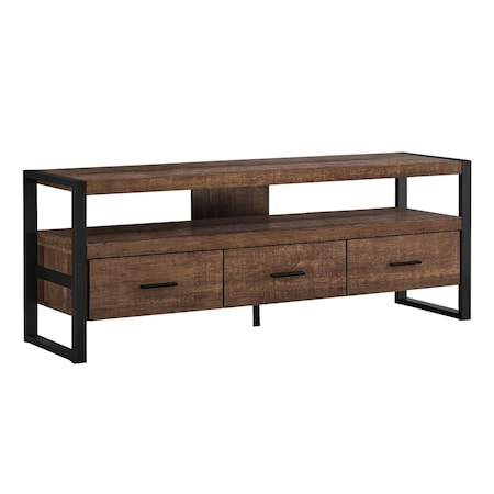 Homeroots 59in Brown and Black Cabinet Enclosed Storage TV Stand 332966