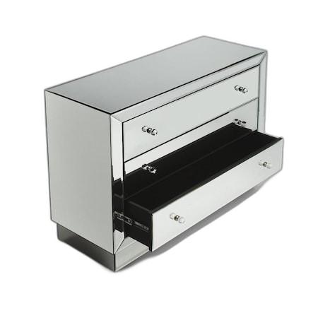 Homeroots 42" Clear Glass Three Drawer Dresser 389733