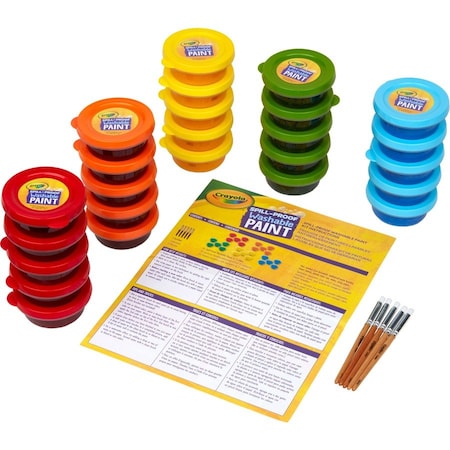 Crayola Spill Proof Washable Paints, Class Pack, 40mg, 5 Assorted Colors 54-2313