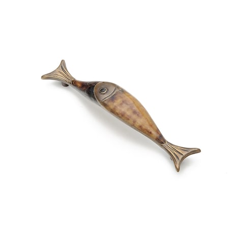 Schaub 4-1/2in Center to Center Tiger Penshell Fish Cabinet Pull Estate Dover Finish 850-PEN-ED