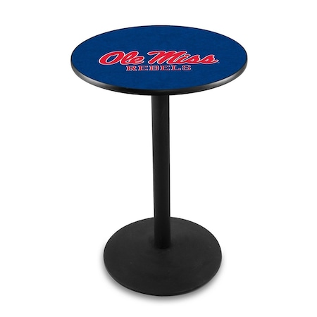 Holland Bar Stool Co 36" Blk Wrinkle Ole' Miss Pub Table, 36" dia. Top L214B3636MssppU