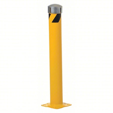 Zoro Select Bollard , 36 in H, Yellow , Carbon Steel 45XC51