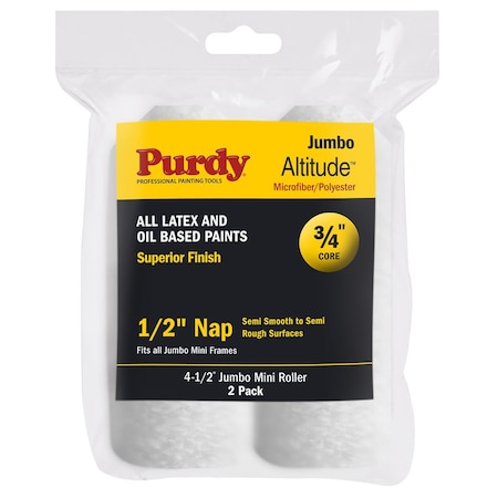 Purdy Altitude Poly Micro 4.5 in. W X 1/2 in. Jumbo Mini Paint Roller Cover 2 pk 14G624073
