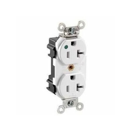 Leviton Straight Blade Receptacle, 5-20R, 20 A, 125V AC, Flush Mount, Self-Grounded M8300-PLW
