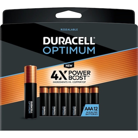 Duracell Duracell Optimum Extra Life Battery Alkaline Battery, AAA 1.5V DC 12 PK OPT2400B12
