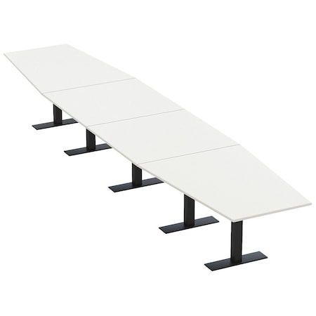 Skutchi Designs 18ft Conference Table With Power Unit | 18 Person Modular Hexagon Meeting Table | Harmony Series HAR-HEX.IR-48X216-T.BK-W960-NA