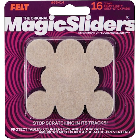 Magic Sliders 1'' Oatmeal Self Adhesive Felt Pads, 16-Count 63414
