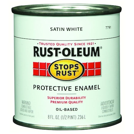 Stops Rust 1/2 Pt Rust-Oleum Brands White Protective Enamel, Satin 7791730