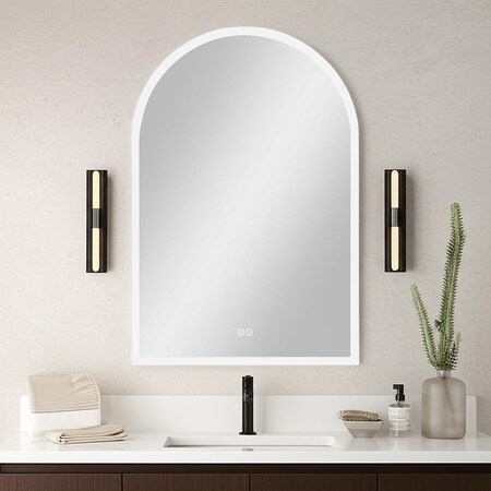 Homeroots 38" Clear Arch Unframed LED Lighted Bathroom Vanity Mirror 564832