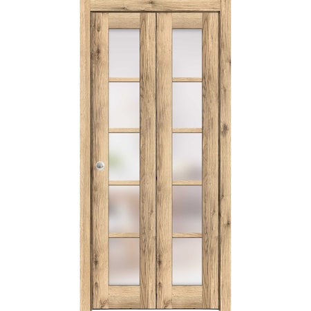 Sartodoors Sliding Closet Bi-fold Doors Oak Solid Core Modern Interior QUADRO4002BF-DUB-64 x 80 (2* 32x80)