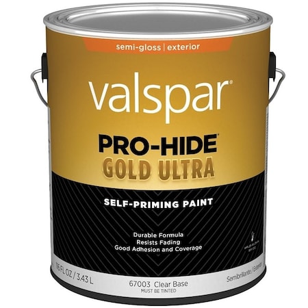 Valspar Pro-Hide Gold Ultra 6700 Latex Paint, Acrylic Base, Semi-Gloss Sheen, Clear Base, 1 gal 028.0067003.007