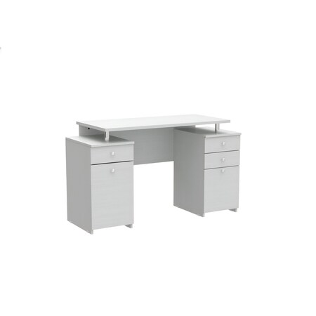 Homeroots 51" White Computer Desk With Five Drawers 249795