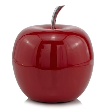 Homeroots 11" Red Aluminum Decorative Apple Tabletop Sculpture 354656