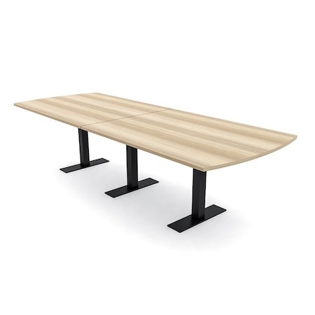 Skutchi Designs 10 Person Conference Table With Power Unit | 10' Arc Rectangle Table | Harmony Series HAR-AREC-48X120-T.BK-K525-NA