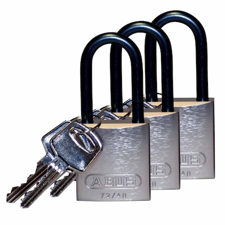 Brady Standard Safety Lockout Aluminum Padlock 1.5 in Aluminum Shackle KA Silver 3PK 123436