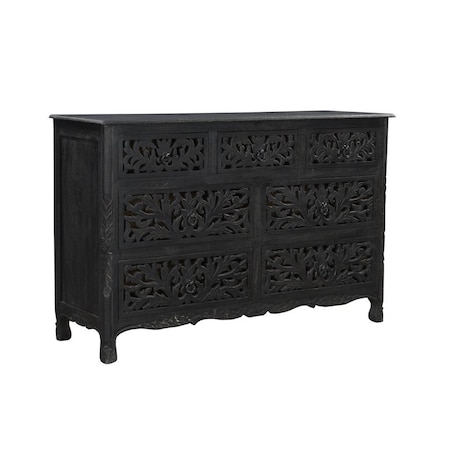 Homeroots 57" Black Solid Wood Seven Drawer Dresser 521236