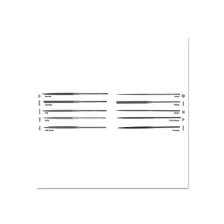 Crescent/Nicholson Swiss Pattern Rectangular Needle Files, 6 1/4 in, Straight, 12PK 183-37982