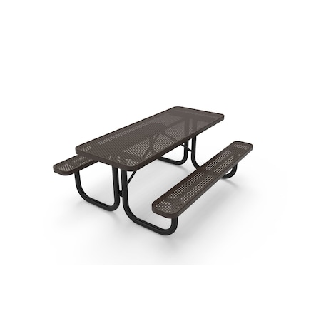 Mytcoat 6ft Rectangular Portable Outdoor Table, Brown, Seats 6, Punched Steel, Industry Standard Coating 804048