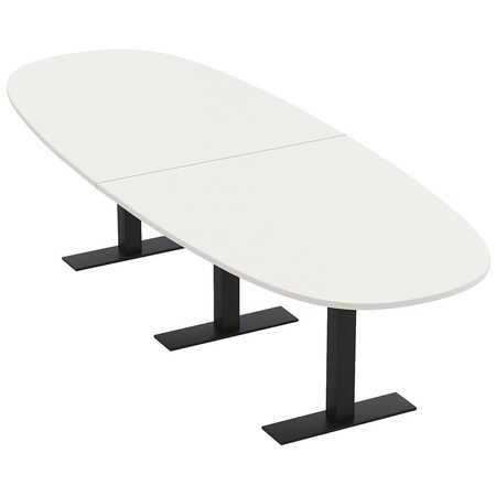 Skutchi Designs 12 Person Conference Table With Power Unit | 12' Boval Table | Harmony Series HAR-BOVL-48X144-T.BK-W960-NA