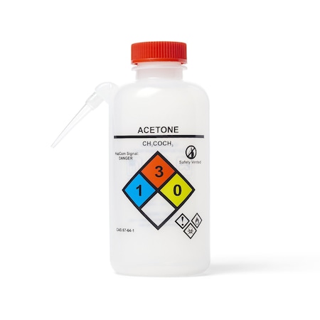 United Scientific UniSafe Acetone Wash Bottles, Unitary, LDPE, 500 mL, 6PK 36-1000