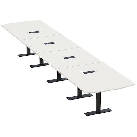 Skutchi Designs 18ft Arc Rectangle Conference Table With Power | Harmony Series | 18 Person Meeting Room Table HAR-AREC-48X216-T.BK-W960-EBLK