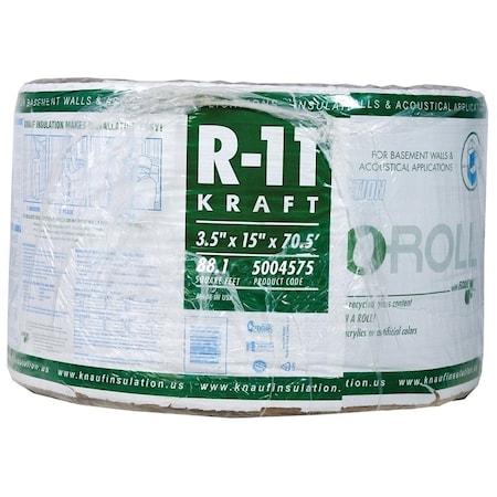 Knauf EcoRoll KR41E/TAK Fiberglass Insulation, 88.13 sq-ft Coverage Area, 70-1/2 ft L, 15 in W KR41E/TAK