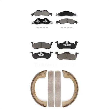 Transit Auto Front Rear Ceramic Brake Pads And Parking Shoes Kit For Ford Expedition Lincoln Navigator KCN-100791