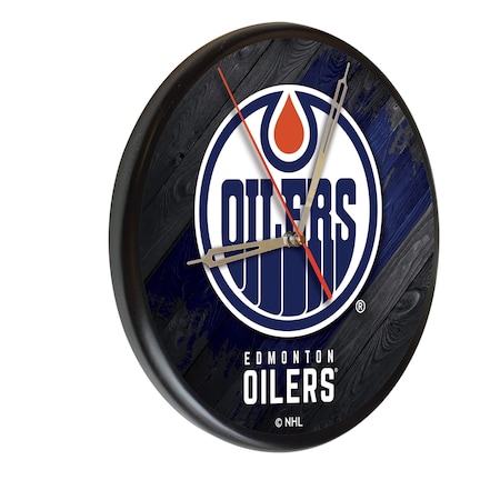 Holland Bar Stool Co Edmonton Oilers 13" Solid Wood Clock WClkPBlkEdmOil