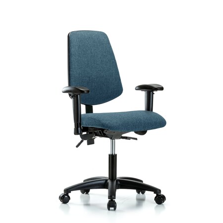 Blue Ridge Ergonomics Desk Chair Fab Desk Chair, Med, Bk, Cast, Blu, Adjustable Arms, 19" to 24" Height, Fabric, Blue BR-FDHCH-MB-RG-T1-A1-RC-F43