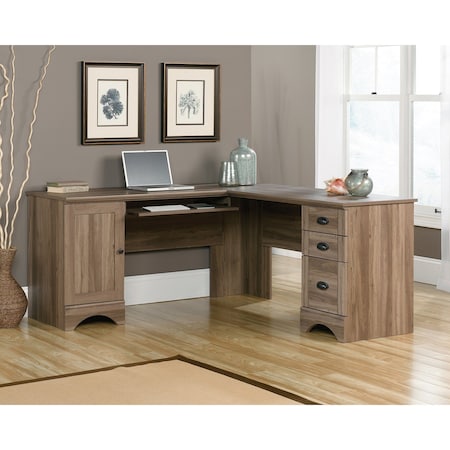 Sauder Corner Computer Desk, 30.276 in H, 66.142 in W X Salt Oak 417586