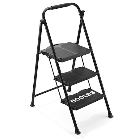 Wrightmaster 3-Step Lightweight Steel Step Stool, 8 ft. Reach with Non-Marring Feet, 600 lb. Capacity Zoro1113GAh