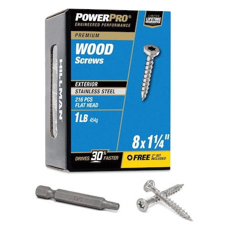 Hillman Power Pro No. 8 Ga. X 1 1/4 in. L Stainless Steel Star Flat Head Exterior Deck Screws 1 lb 2 48619V4