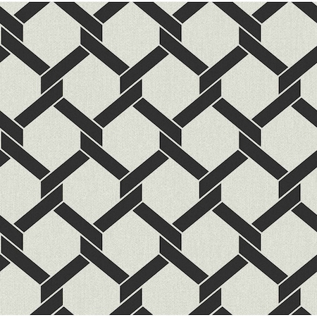 A-Street Prints Payton Black Hexagon Trellis Wallpaper 2971-86310