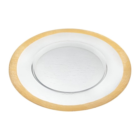 Homeroots 13in Clear And Gold Glass Charger Plate 386761