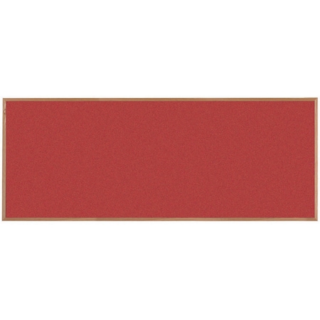 Aarco VIC Cork Bulletin Board, Red Oak Frame, Clear Lacquer Finish, Hot Salsa Red 48''Hx120''W OW48120210