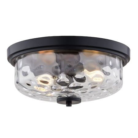 Vaxcel Northlake 2-Light Black Transitional Dome Flush Mount Fixture, Clear Glass Shade C0335