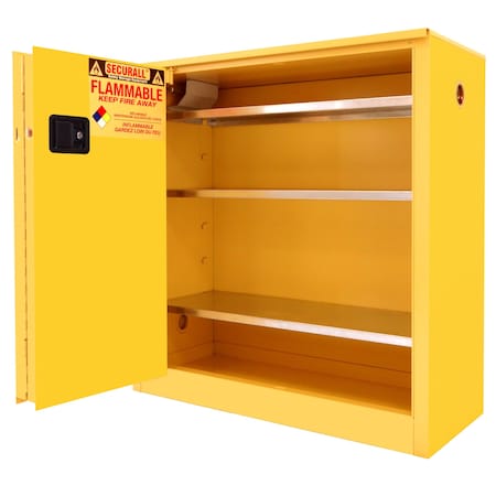 Securall Paint Storage Cabinet, 40 Gallon, 3 Shelves, 43 in W x 44 in H x 18 in D, Red P240