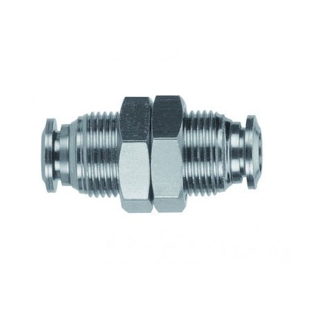 Usa Industrials Push to Connect Tube Fitting, Nickel Plated Brass w/Metal Release Ring, Bulkhead Union, 4mm Tube OD ZUSA-TF-PTC-NPBR-683