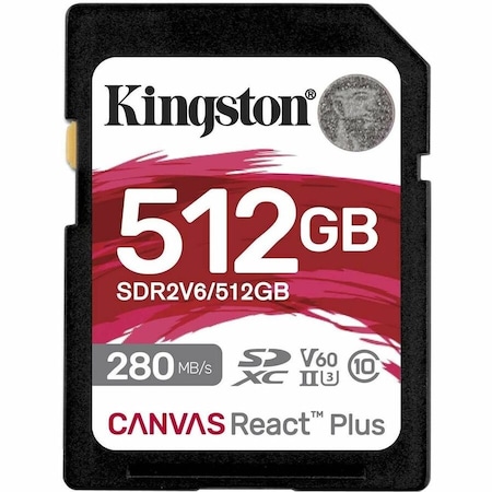 Kingston 512GB CANVAS REACT PLUS SDXC UHS-II 280R/150W U3 V60 FOR FULL HD/4K SDR2V6/512GB