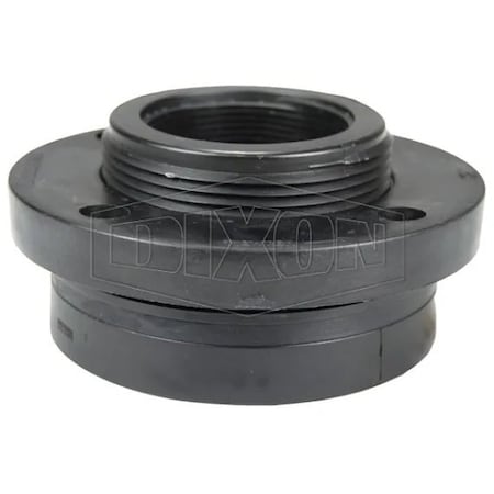 Dixon Heavy Duty Bulkhead Fitting, 2 in Nominal, FNPT End Style, 3-1/4 in Hole, Polypropylene 63683