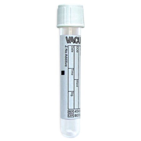 Medline Vacuette Serum Blood Collection Tube, No Additive, White, 6mL, 13x100, 1200PK GRI456085