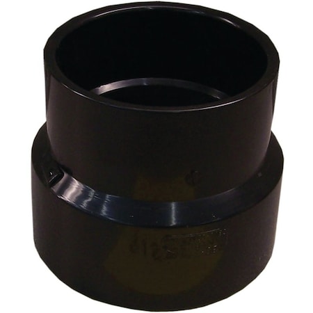Canplas Sewer Pipe Adapter Coupling, 4 x 3 in, Hub, ABS, Black, 40 Schedule 103036BC
