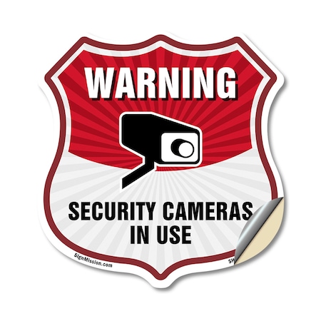 Signmission Video Surveillance Shield Sign Warning S, 12 Inch X 12 Inch, Vinyl Decal SHI-D-12-468