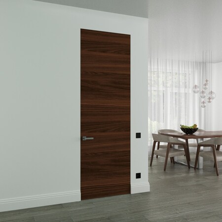 Sartodoors Hidden Door, Planum 0010 Chocolate Ash Concealed Metal Frame 18" x 96" Right-hand Outswing PLANUM0010MF-CA-18x96-RH-O