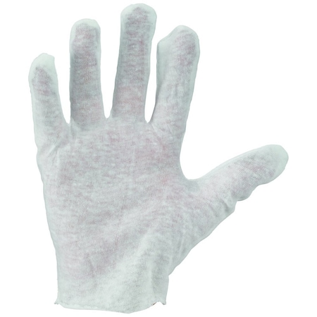 Workhorse Cotton Lisle Inspector's Hand Protection Gloves, Unhemmed, 24PK E54200005